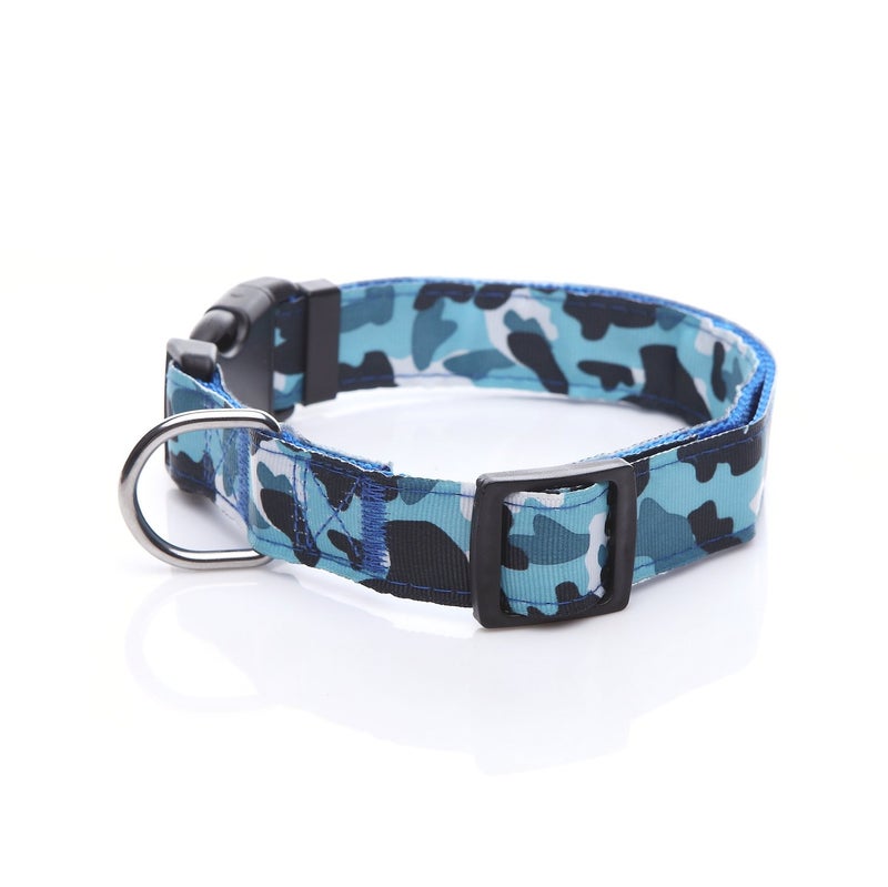 TAIDA Dog Collar, Nylon Camouflage Adjustable Collar, 1 Inch Wide, for Large Medium Dog (Blue) - Image 2